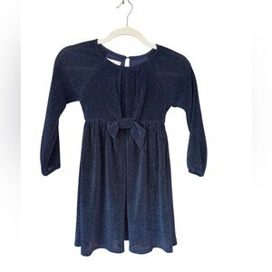 Bonnie Jean Navy Metallic Bow-Front Party Holiday Dress – Girls Size 6